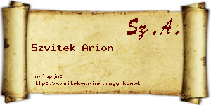 Szvitek Arion névjegykártya